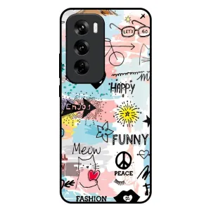 Just For You Glass Case For Oppo Reno 12 Pro 5G Hybrid Pattern Modern Pattern Style