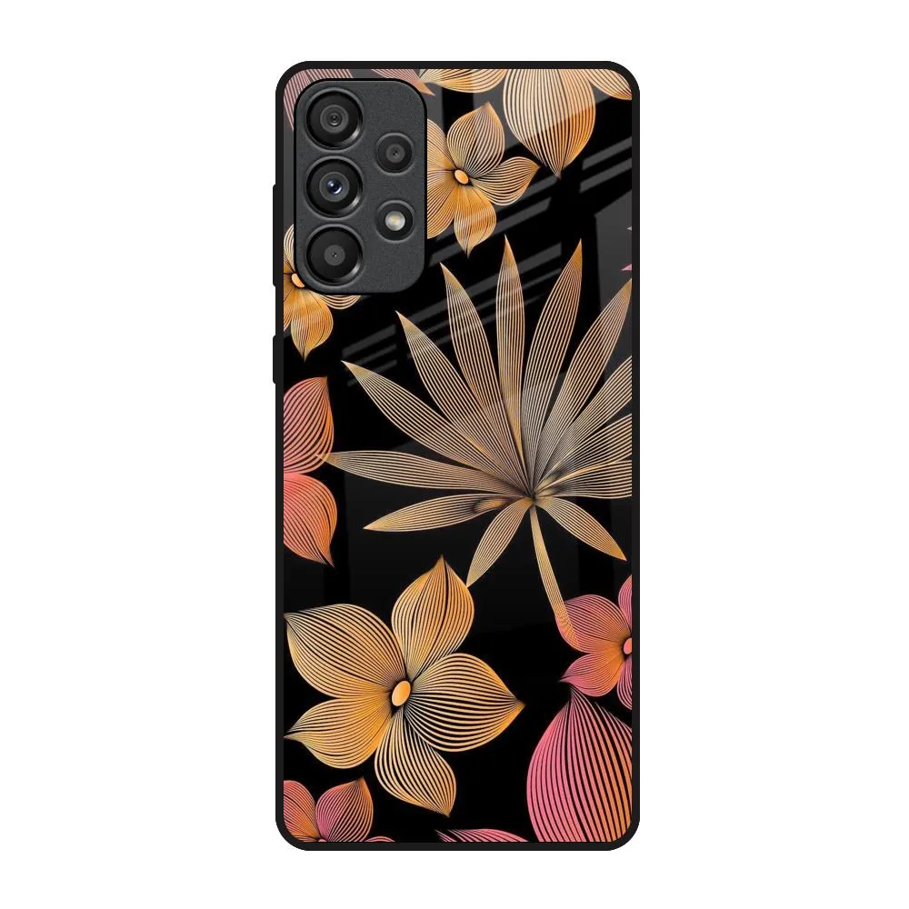 Gradient Design Lines Pattern Flowers Glass Case for Samsung Galaxy A73 5G