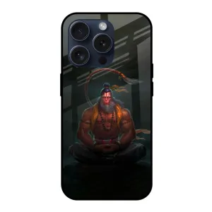 Soft Finish Layer Lord Hanuman Animated Glass Case for iPhone 15 Pro