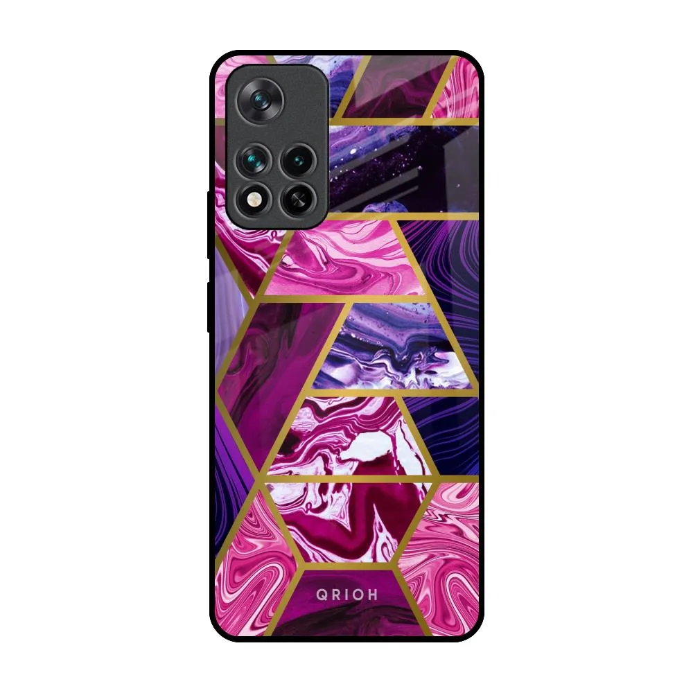 Daily Style Flexible Material Electroplated Geometric Marble Glass Case for Mi 11i