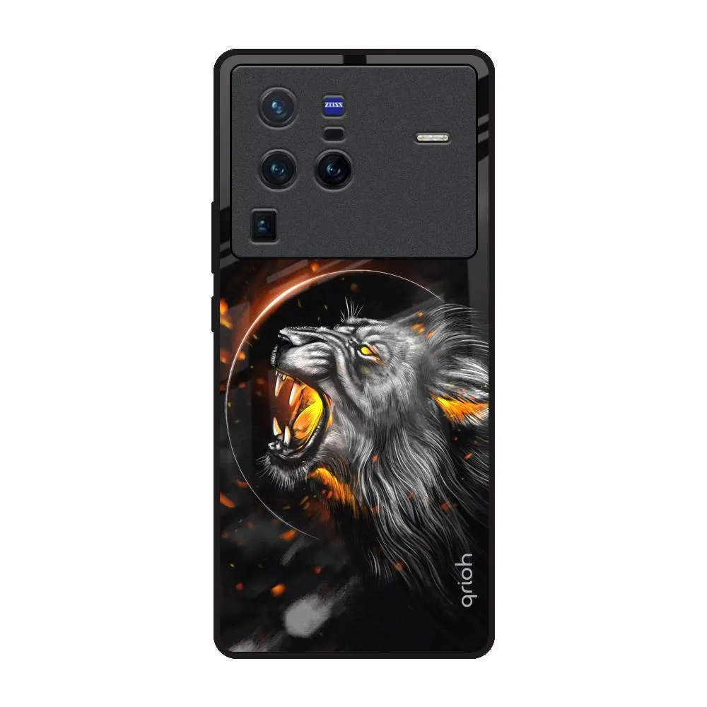 Frosted Finish Rugged Detail Layer Aggressive Lion Glass Case for Vivo X80 Pro 5G