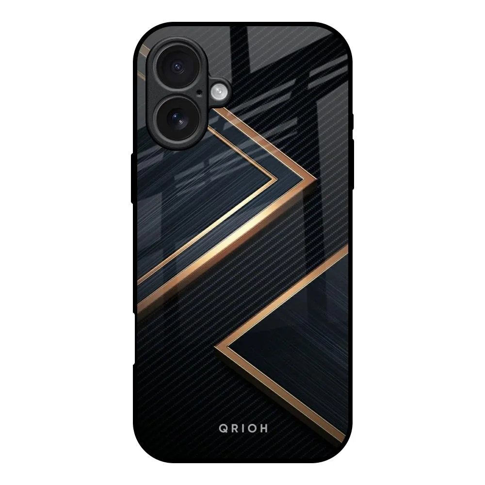 Sleek Golden & Navy Glass Case for iPhone 17 Rugged Edge Texture