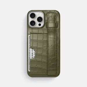 Practical Design Cardholder Strap Case For iPhone 16 Pro Max In Alligator