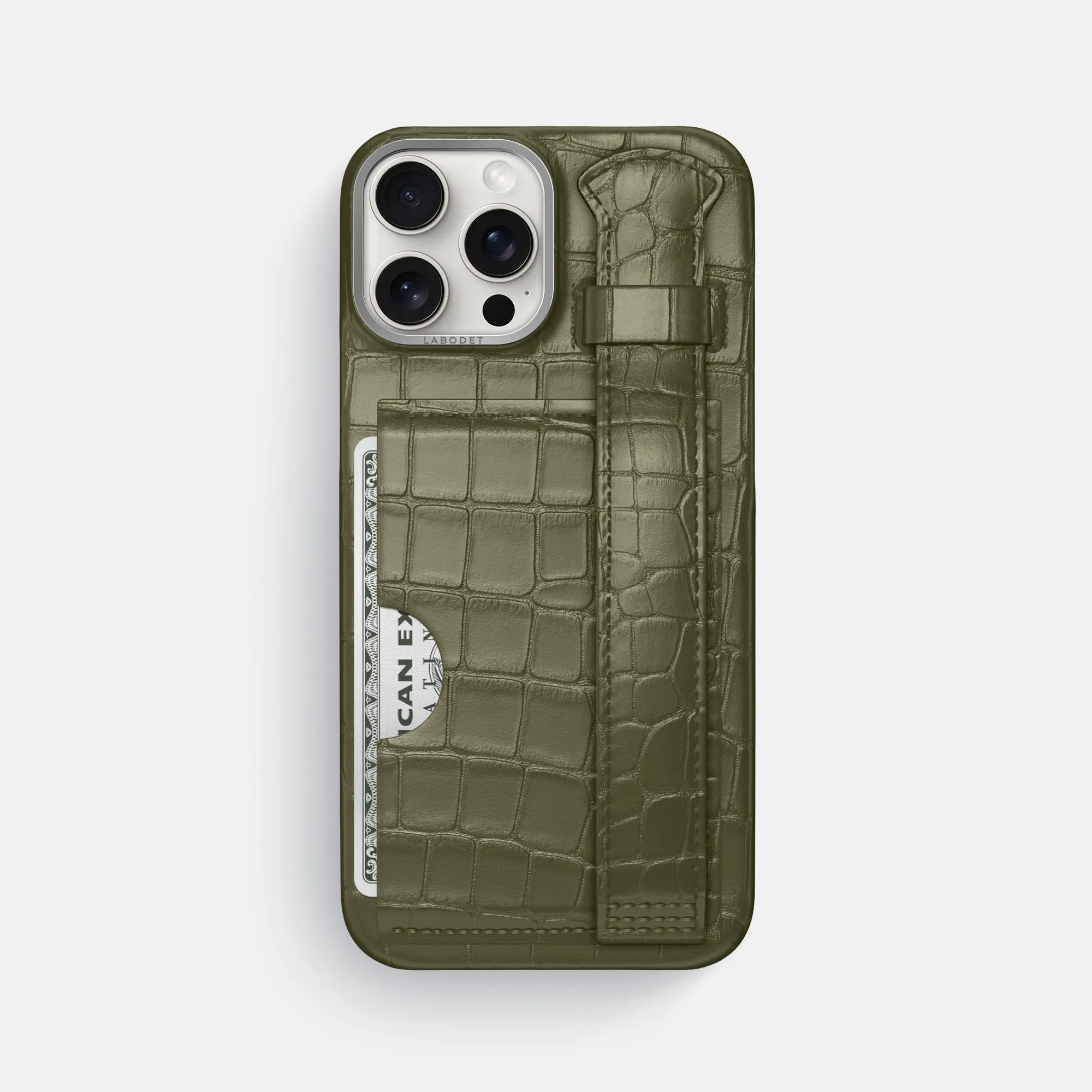 Practical Design Cardholder Strap Case For iPhone 16 Pro Max In Alligator