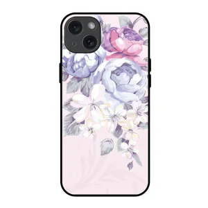 Dual Layer Elegant Floral Glass Case for iPhone 15 Plus