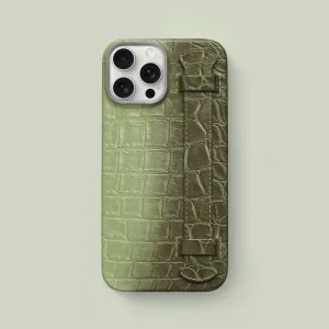 Compact Design Handle Case Celadon Green For iPhone 16 Pro Max In Himalayan Crocodile