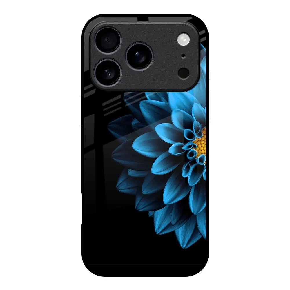 Durable Build Half Blue Flower Glass Case for iPhone 17 Pro