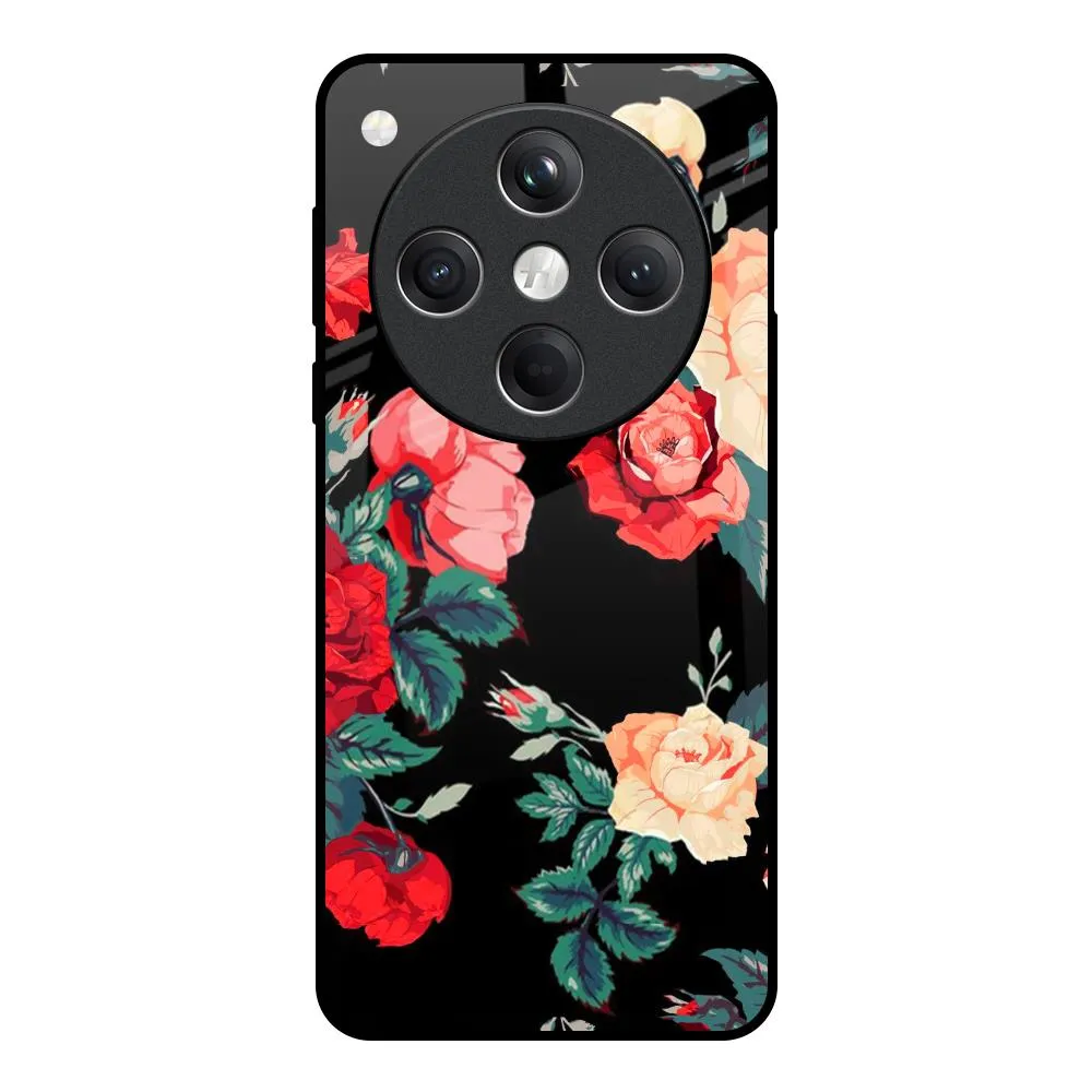 Durable Design Texture Shock absorption Floral Bunch Glass Case For Oppo Find X8 5G