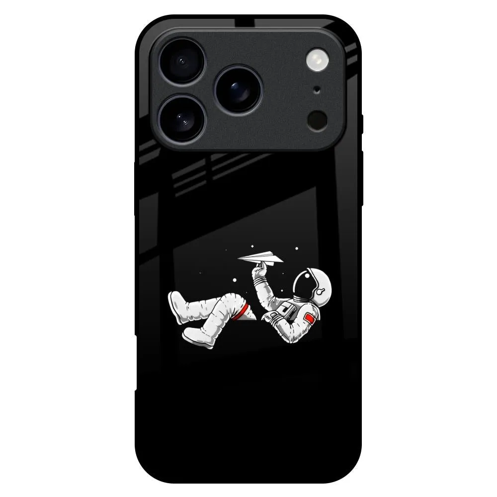 Minimal Texture Smooth Finish Touch Space Traveller Glass Case for iPhone 17 Pro Max