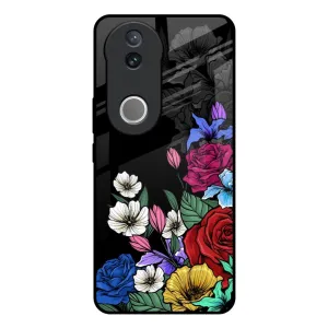 Colorful Design Minimal Texture Rose Flower Bunch Art Glass Case for IQOO Z10R 5G