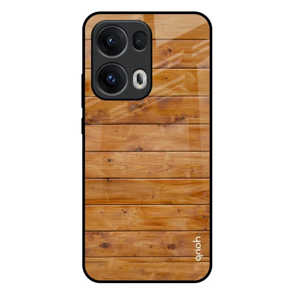Tight Fit Luxury Edge Texture Timberwood Glass Case for Oppo Reno13 Pro 5G