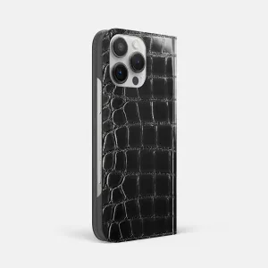 Minimal Feel Folio Slim Case For iPhone 16 Pro Max In Patina Alligator