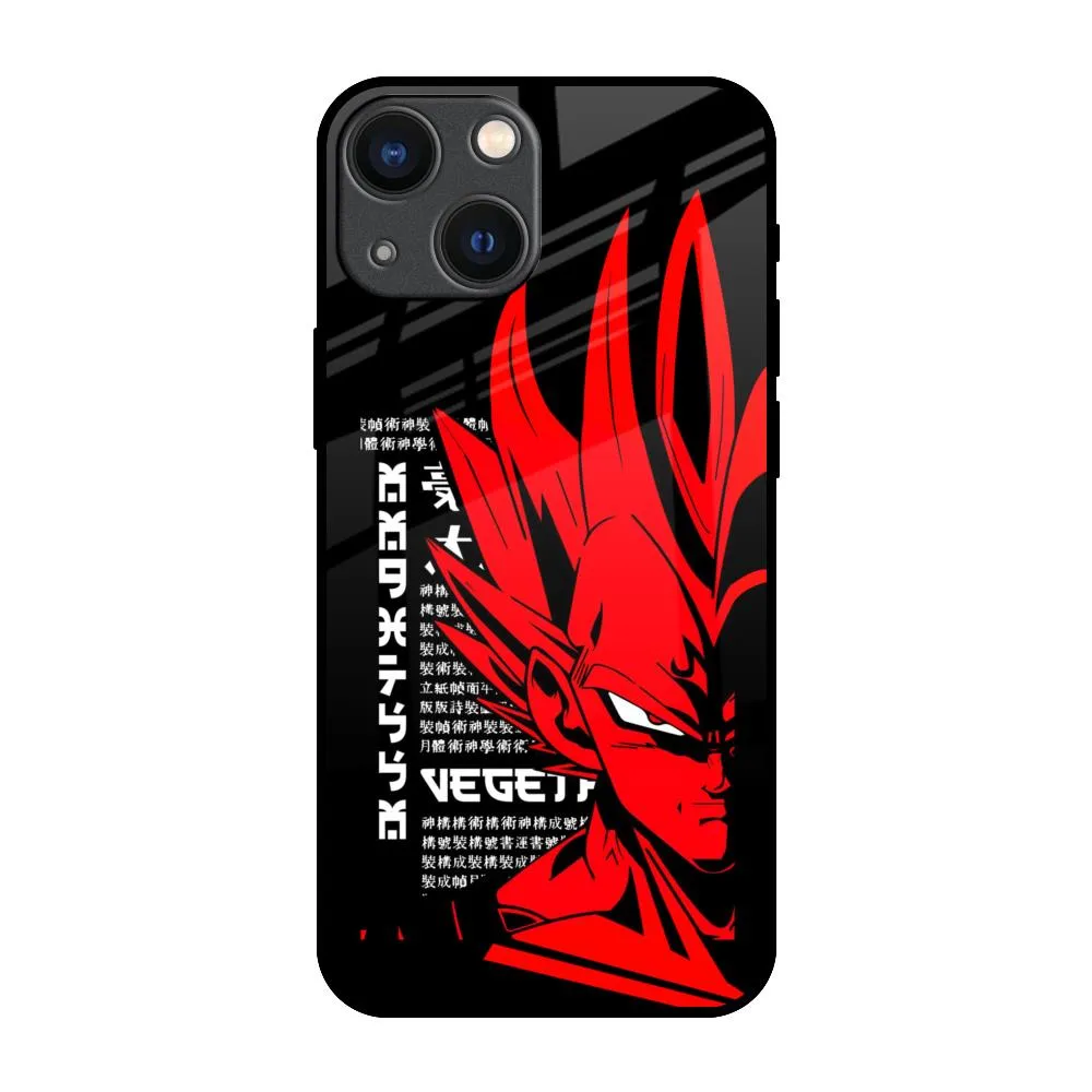 Scratch Barrier Red Vegeta Glass Case for iPhone 14 Plus