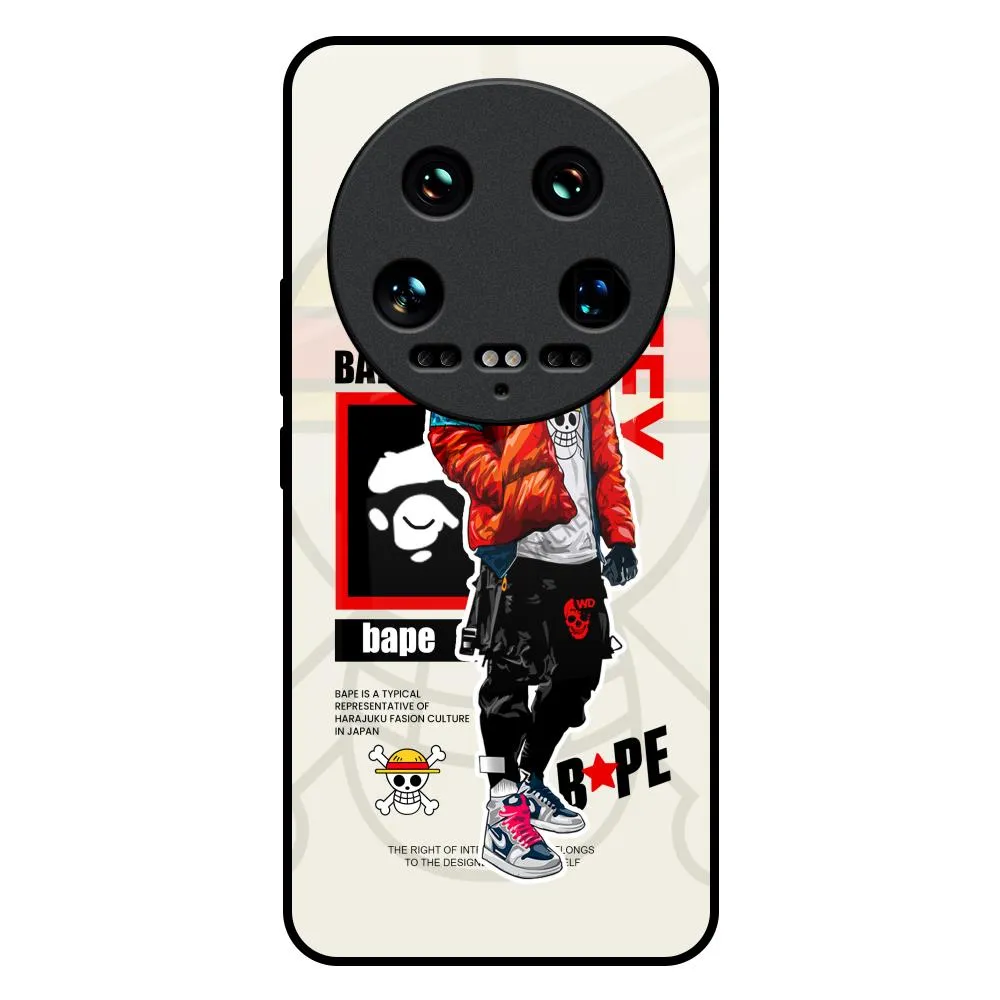 Hybrid Edge Bape Luffy Glass Case for Mi 14 Ultra 5G