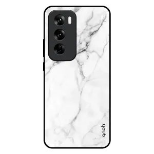 Modern White Marble Glass Case for Oppo Reno 12 5G Classic Look Luxury Surface Layer