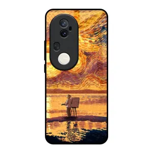 Matte Texture Design Sunset Vincent Glass Case for Vivo T4 Ultra 5G