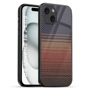 Practical Accessory Compact Texture Layer Fiber Artistry Glass Case for iPhone 15 Plus