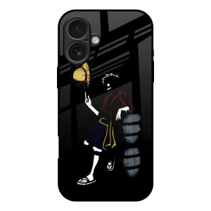Luffy Line Art Glass Case for iPhone 17 Polished Detail Edge Clear Edge