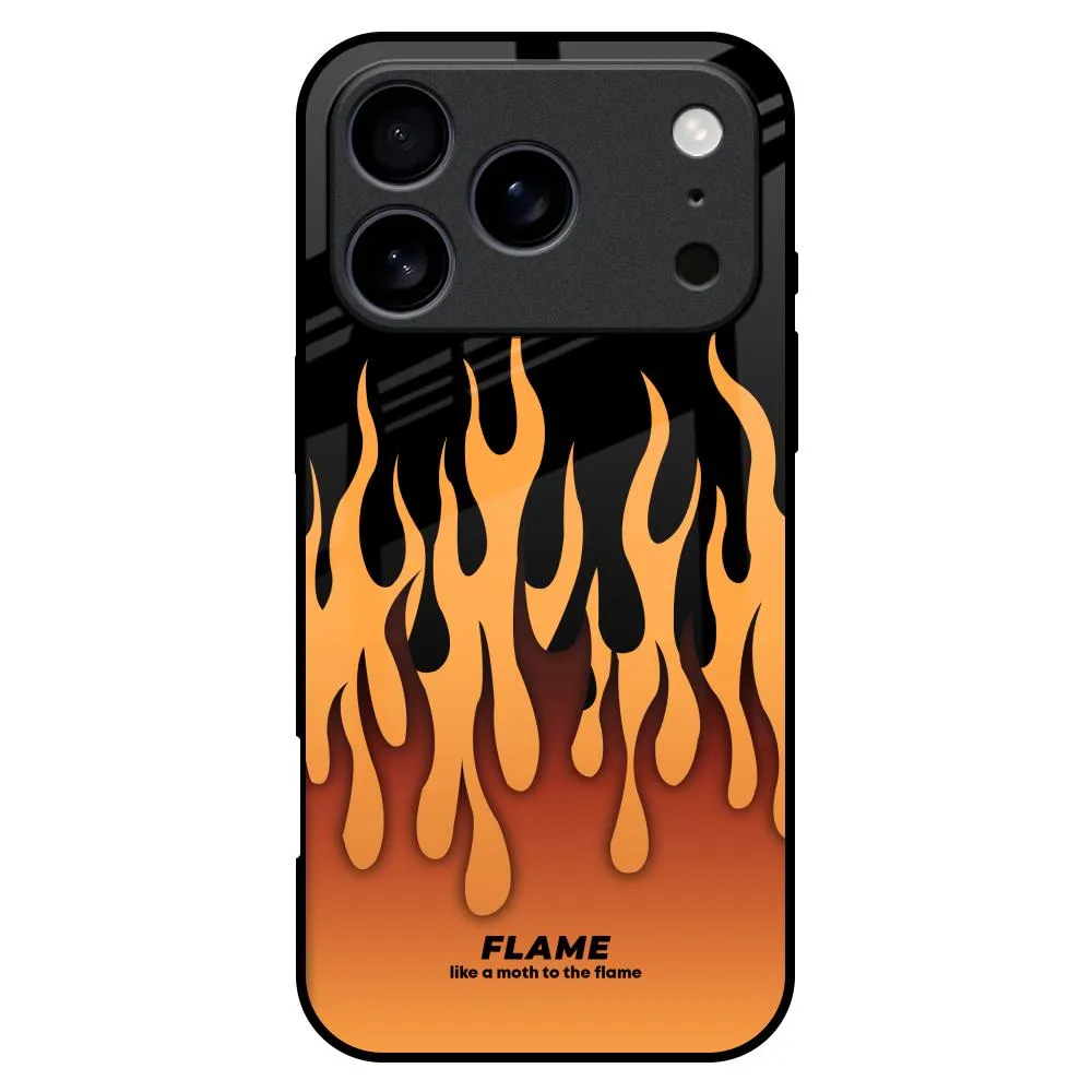 Fire Flame Glass Case for iPhone 17 Pro Max Elegant Texture Outdoor Adventure