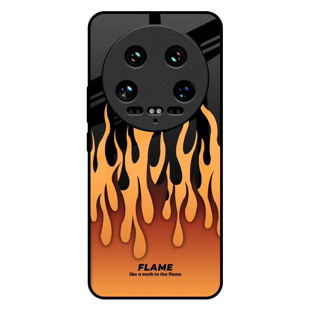 easy installation Marble Pattern Fire Flame Glass Case for Mi 14 Ultra 5G
