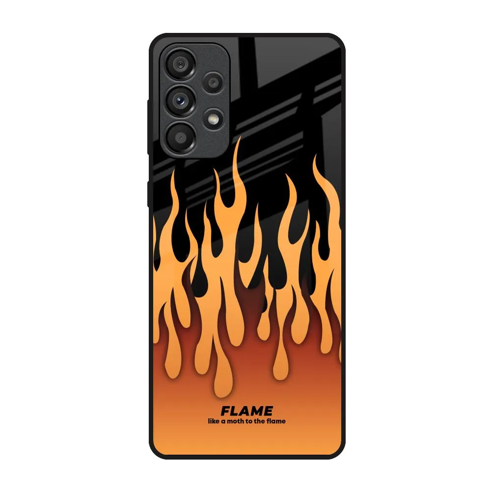 Fire Flame Glass Case for Samsung Galaxy A73 5G Stylish Touch High strength