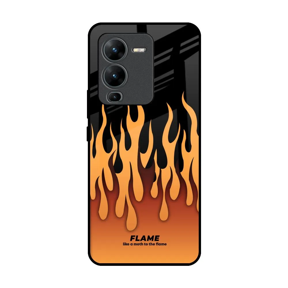 Vivid Coloration Shock absorption Fire Flame Glass Case for Vivo V25 Pro