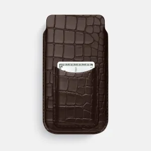 Pouch Card Case For iPhone 16 Pro Max In Alligator Raised Bezels Casual Design