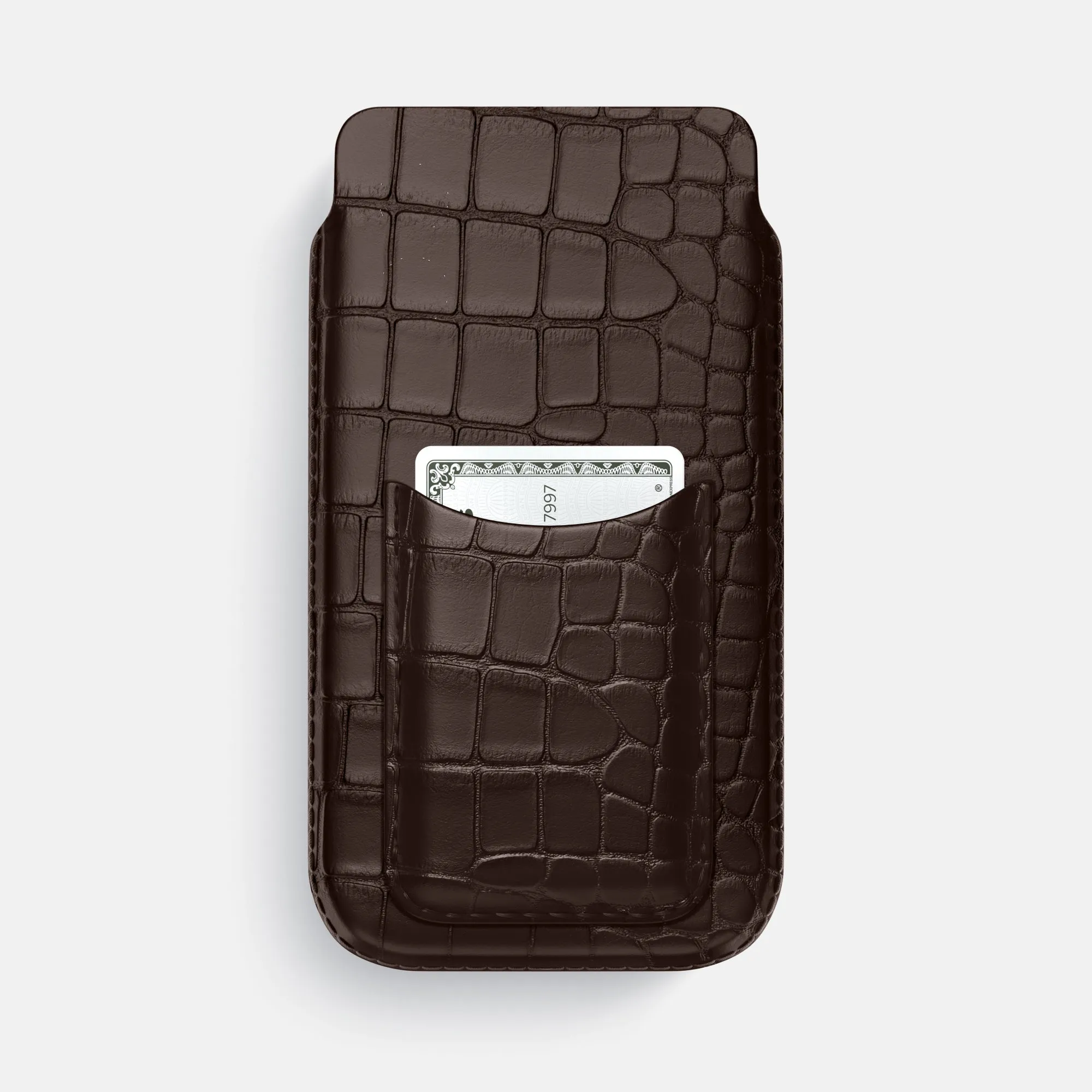 Pouch Card Case For iPhone 16 Pro Max In Alligator Raised Bezels Casual Design