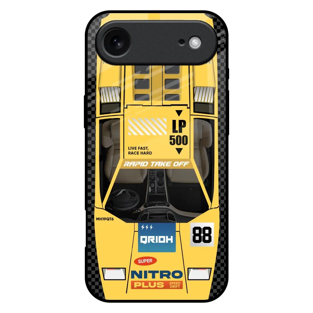 Yellow Racing Car Glass Case for iPhone 17 Air Premium Finish Protective Structure
