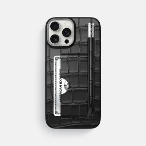 Modern Form Card and Pen Holder Case For iPhone 16 Pro Max In Alligator