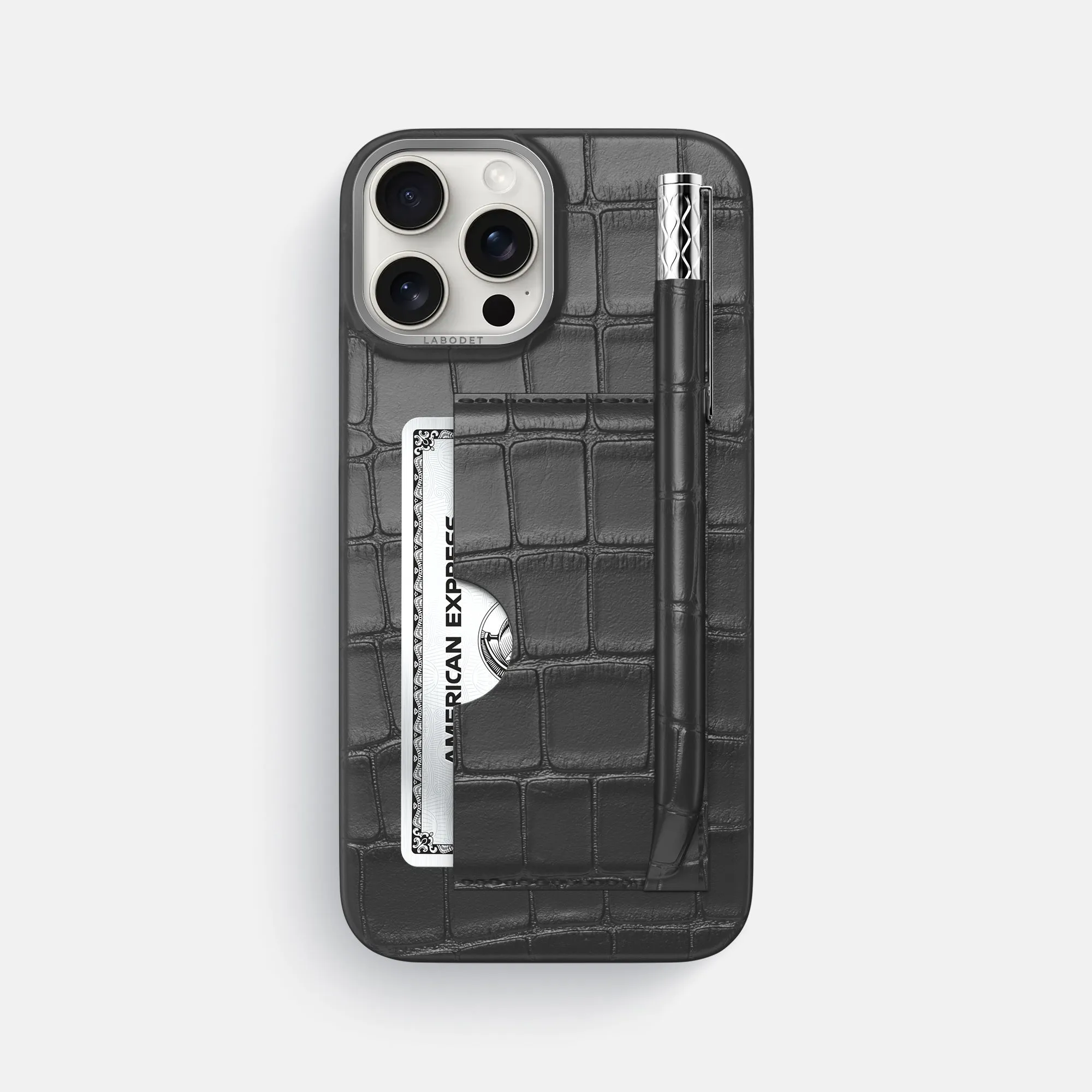 anti dust Durable Finish Layer Card and Pen Holder Case For iPhone 16 Pro Max In Alligator