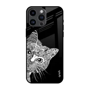 Kitten Mandala Glass Case for iPhone 14 Pro Max Rugged Edge Texture Clear Surface