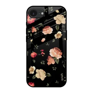 Black Spring Floral Glass Case for Apple iPhone 16e Soft Finish Protective Finish