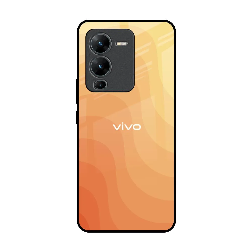 Orange Curve Pattern Glass Case for Vivo V25 Pro Color Finish Hybrid Finish