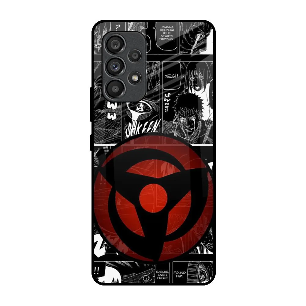 Smooth Surface Layer Sharingan Glass Case for Samsung Galaxy A53 5G