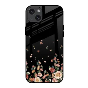 Floating Floral Print Glass Case for iPhone 15 Plus Refined Look Protective Corner