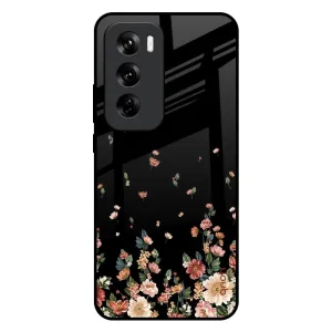 Floating Floral Print Glass Case for Oppo Reno 12 Pro 5G Premium Build Layer Protective Fit
