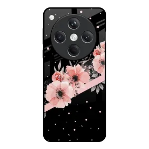 Floral Black Band Glass Case For Oppo Find X8 5G Strong Shell Flexible Layer Design