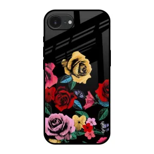 Simple Texture Polished Texture Design Floral Decorative Glass Case For Apple iPhone 16e