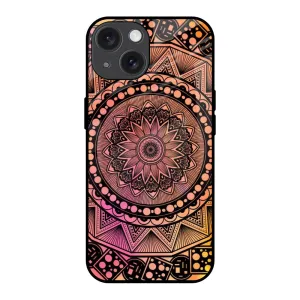 Comfort Texture Floral Mandala Glass Case for iPhone 15