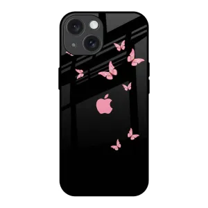 Hybrid Build Texture Elegant Shield Fly Butterfly Glass Case for iPhone 15