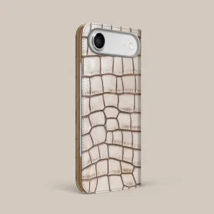 Folio Case 1/1 Cafe Creme For iPhone 17 Air In Alligator Smooth Finish Touch Strong material