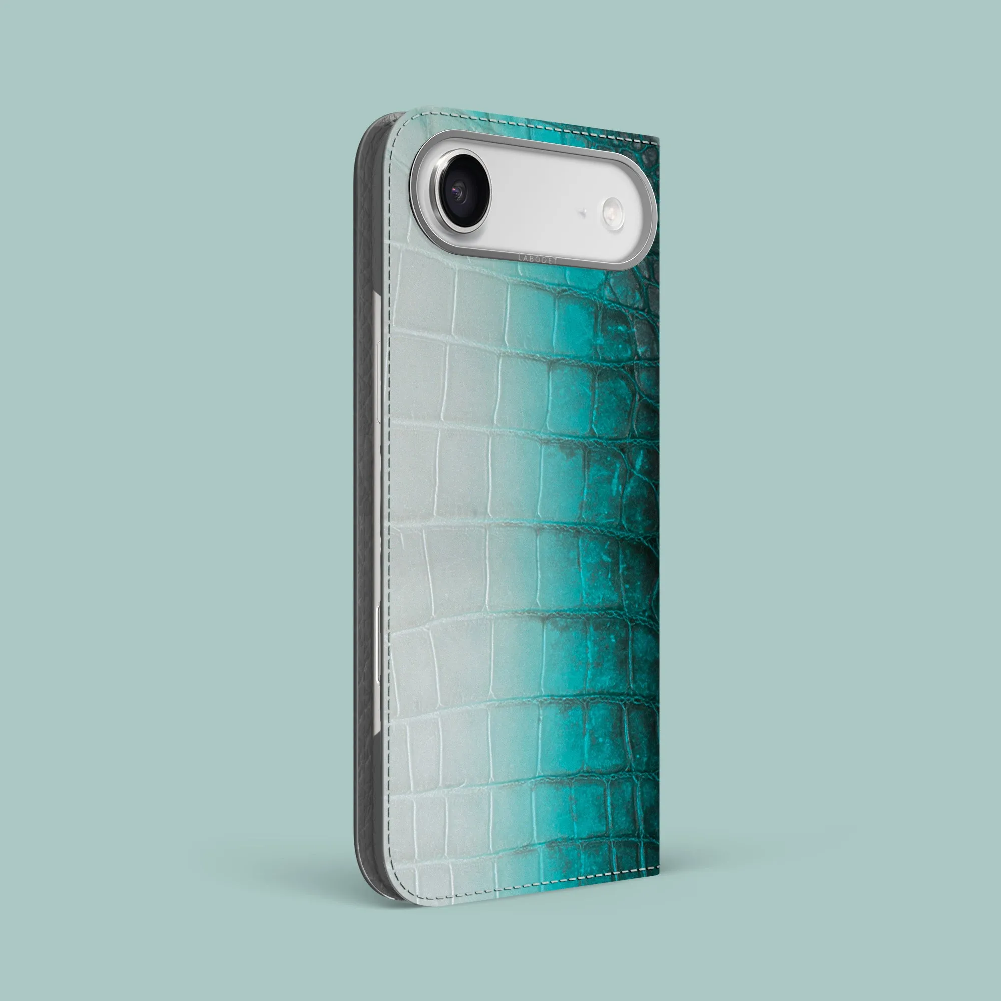 Durable Material Folio Case 1/1 Turquoise For iPhone 17 Air In Himalayan Crocodile