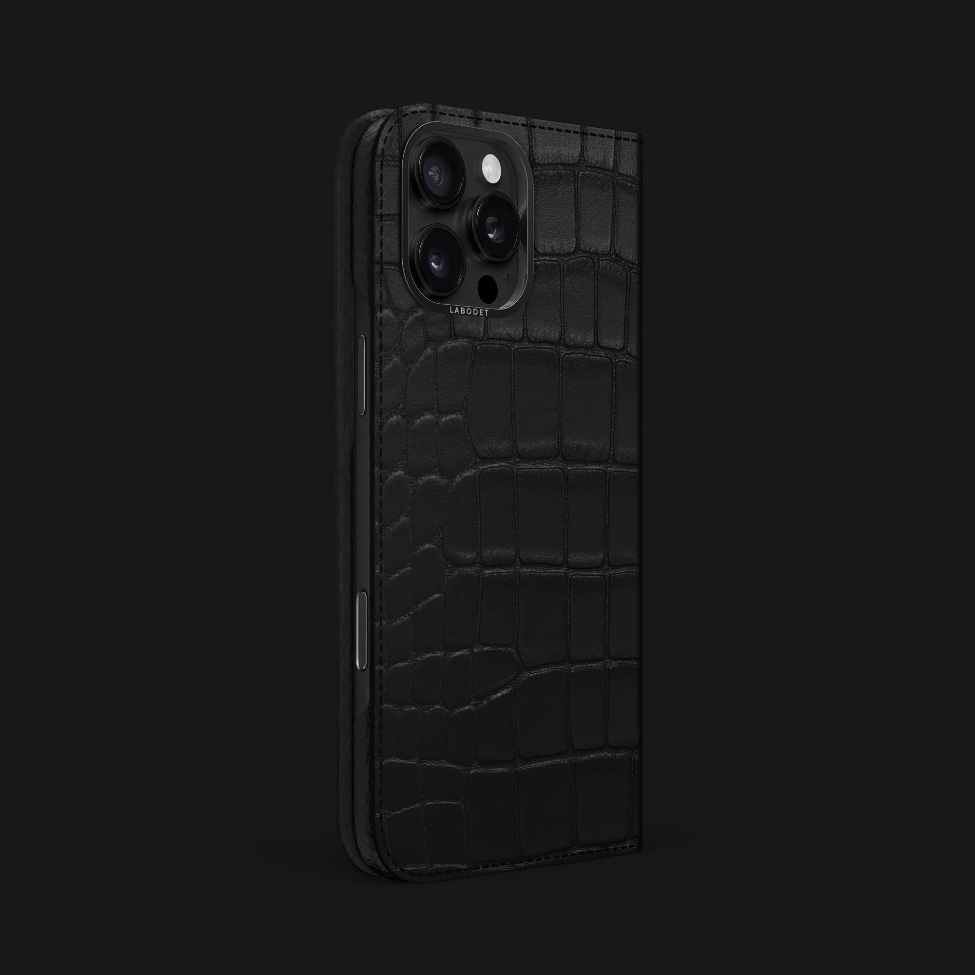 Sleek Guard Folio Case Edition Black For iPhone 16 Pro Max In Alligator