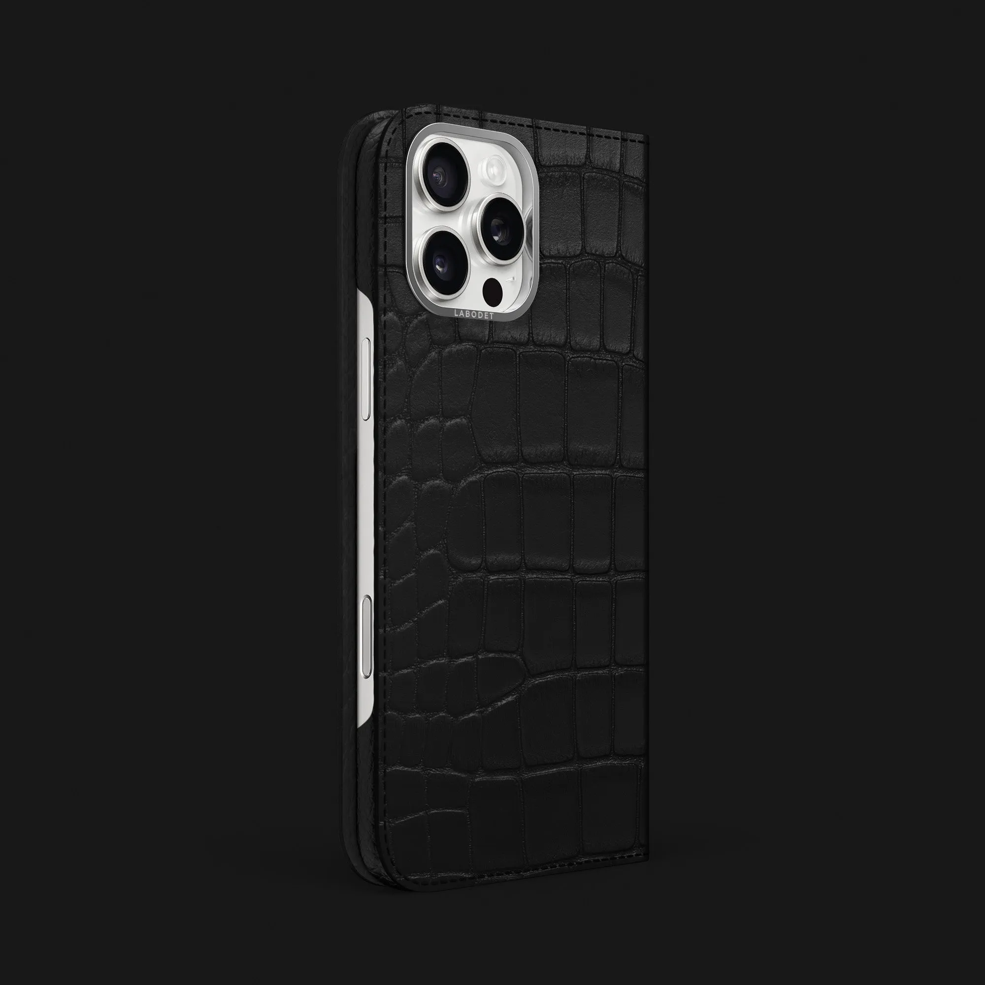 Classic Style Folio Case Edition Black For iPhone 16 Pro Max In Alligator