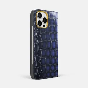 Folio Case For iPhone 16 Pro Max In Patina Alligator Premium Surface Finish Subtle Touch