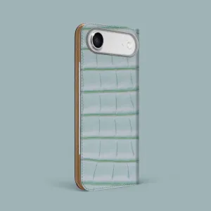 Folio Case Mint Gum For iPhone 17 Air In Alligator Personal Style Metal Texture