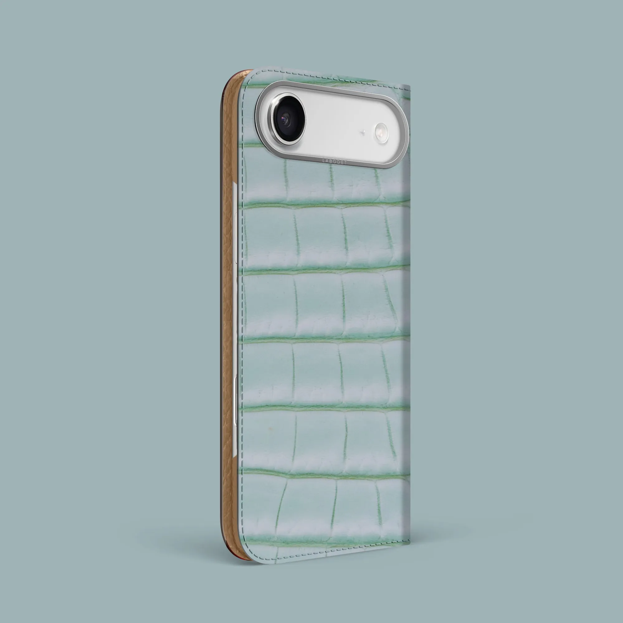 Folio Case Mint Gum For iPhone 17 Air In Alligator Personal Style Metal Texture