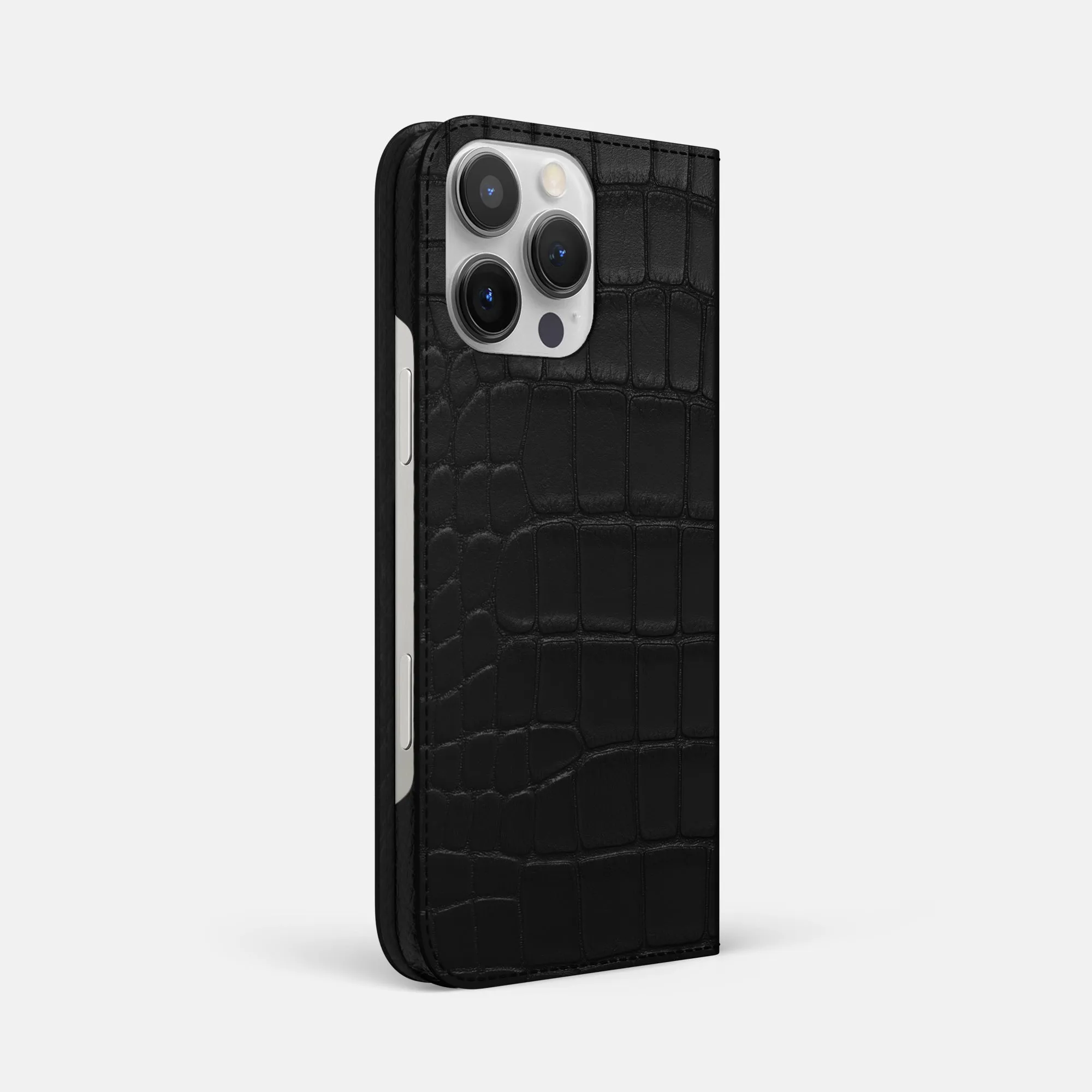 Rugged Outline Handcrafted Design Folio Slim Case For iPhone 16 Pro Max In Alligator