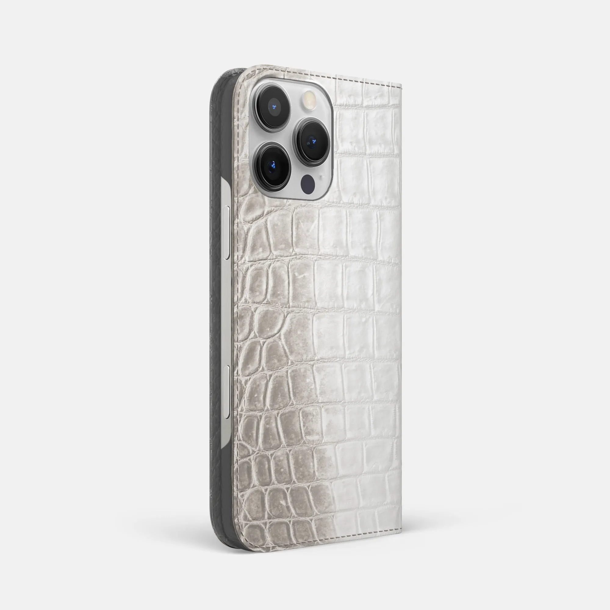Folio Slim Case For iPhone 16 Pro Max In Himalayan Crocodile Impact Resistant Impact Cushion